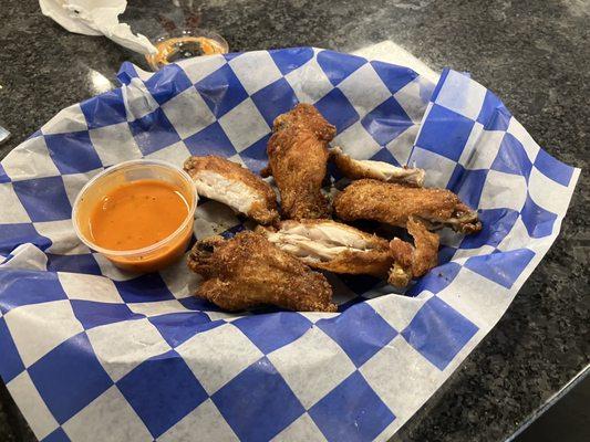 Wings...very good. Steaming hot and very good selection of flavors / sauces