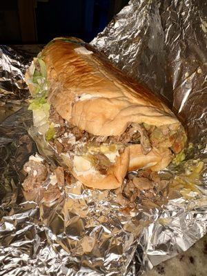 Unwrapped our Beef Torta when we got home