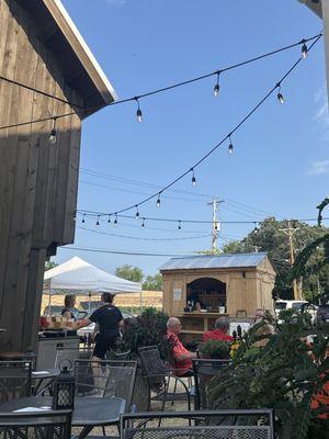 Outdoor seating with a little bar!