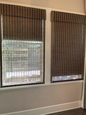 Woven shade with room darkening option.