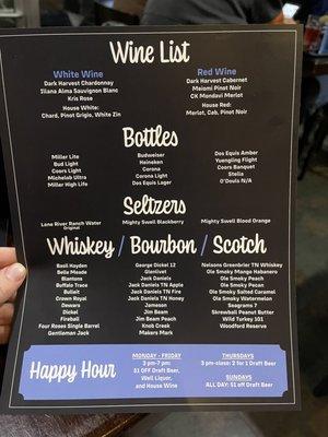 Drink menu- October 2021