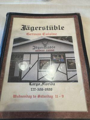 Menu cover with picture of the restaurant