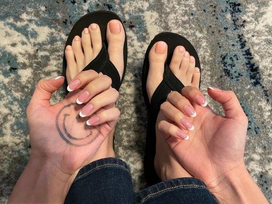 Gel french tip and pedicure