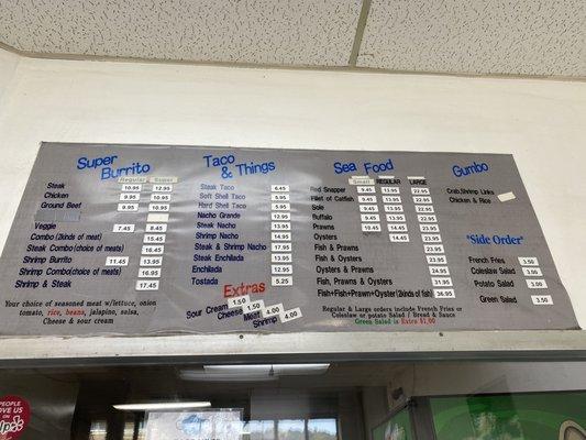 Updated Menu prices