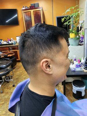 Side profile of fade