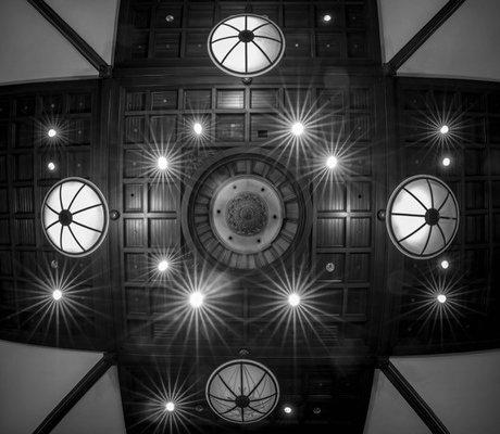 Concert Hall ceiling in black and white