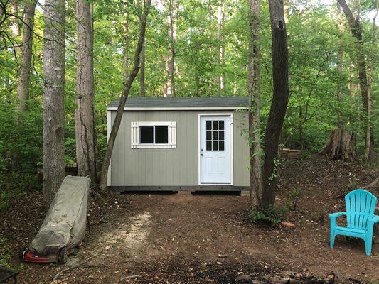 Premier Tall Ranch 10x14 Shed - Estate Gray shingles, Smokey Slate Paint with Southern Breeze Trim