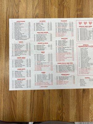 Updated Menu