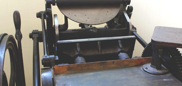 Our 1896 Chandler & Price platen press - where the magic happens