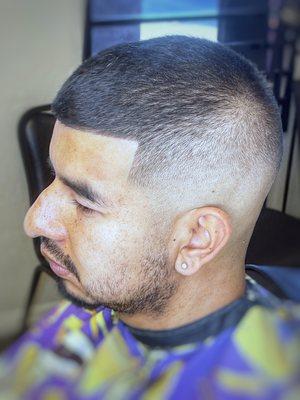 Mid-high razor fade