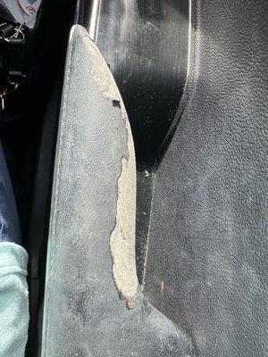 Damaged arm rest.