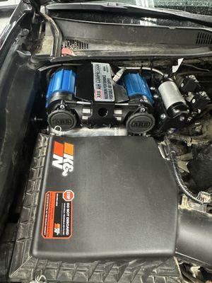 ARB compressor and air tank with a MORE bracket in the engine bay!