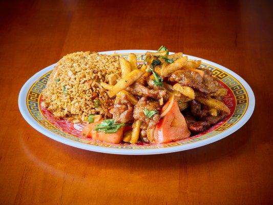 Lomo Saltado con Arroz Chaufa