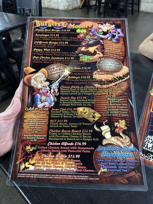 Back of menu.