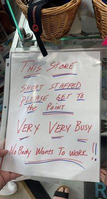 this is a sign posted at the register