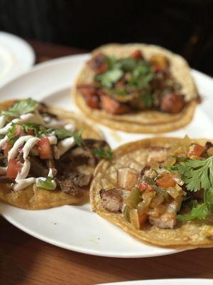 Lots of options for proteins in corn tacos