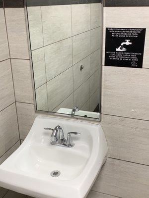 Wash hands with soap sign but no soap!