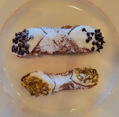 Large cannolo and small cannolo