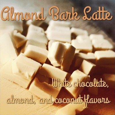 Almond Bark with white chocolate, almond, and coconut flavors, is available all year!