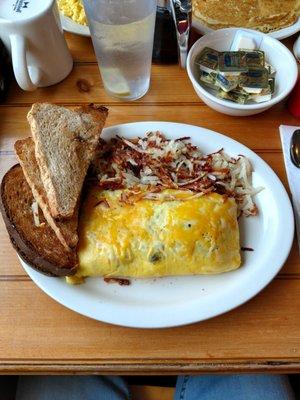 Western Omlette hash browns wheat toast