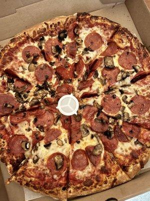 Pepperoni and mushroom Pizza