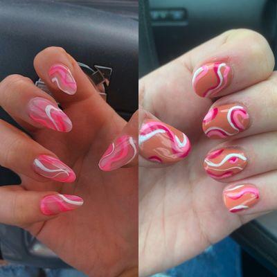 The nails I asked for on the left, what I actually got on the right.