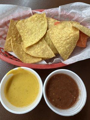 Complimentary chips & salsa & queso!