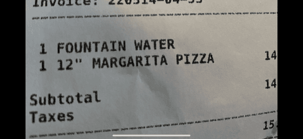 misspelled Margherita Pizza, spelled in reference to the cocktail.