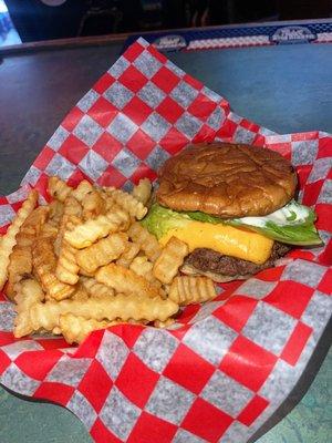 The Buster Burger with Cheese! It's delicious, real ground beef too...