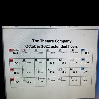 Theatre company's 2022 Halloween hours!