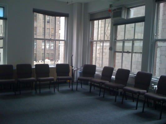 Our classroom has lots of big windows, plenty of space and really comfortable chairs