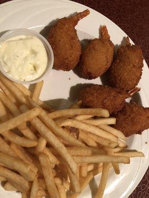 Stuffed shrimp, fries & tartar sauce