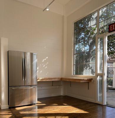 Our Studio space has gorgeous natural light, tall ceilings and large windows.