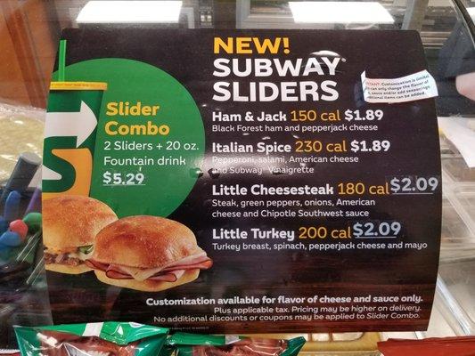 Now featuring Subway Sliders!!!!