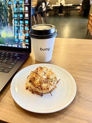 fig jam scone & black sesame latte