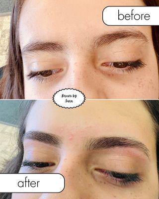 Beautiful soft arch eyebrows threaded by Sara