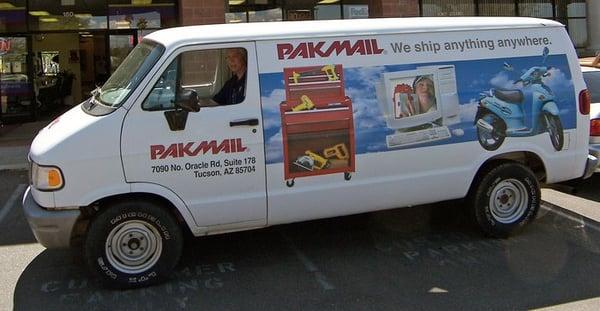 Our very own Pak Mail van ready for pickups and deliveries!