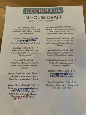 Beer Menu