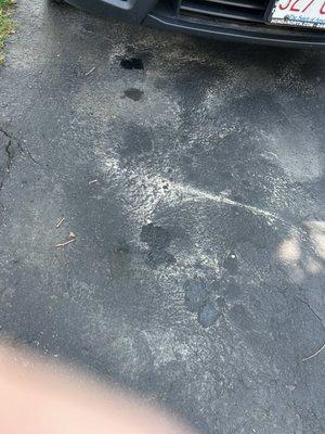 oil stain on driveway after oil change