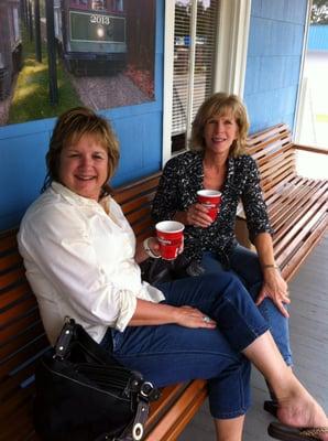 Enjoying coffee on the front porch