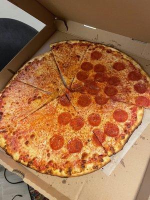 Half pepperoni, half cheese