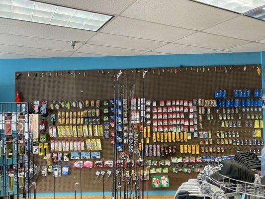 Good Variety of quality jigs, spins, plastics, Line, and other affordable tackle.