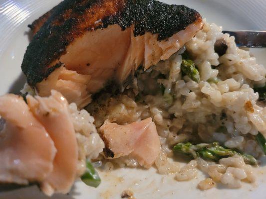 Asparagus and mushroom risotto with blackened salmon. Absolute effing perfection in my mouth.