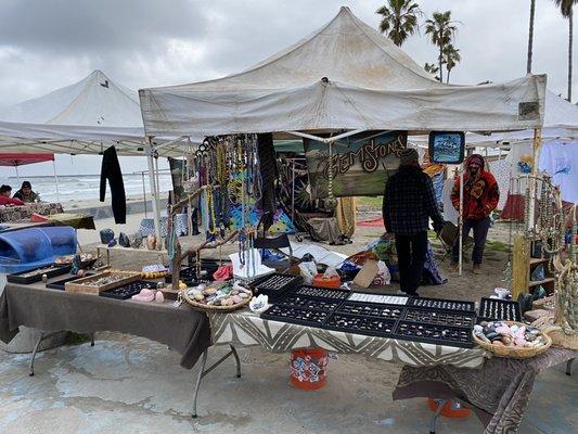 Vendors out on the beach