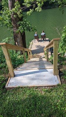 Fishing dock on the Greenbrier River at Rivers Edge Inn.