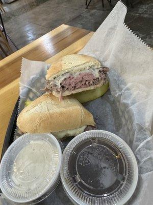 Roast beef sandwich. Could use a bit more spices but still delicious!