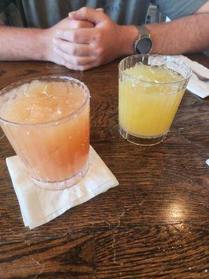 Watermelon margarita and regular margarita