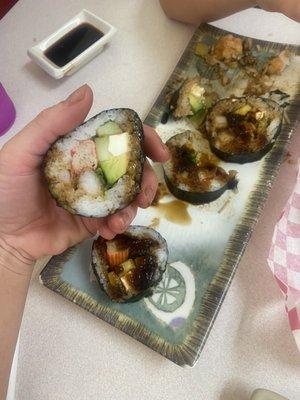 Sushi the size of your fist ,literally .