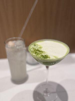 Matcha martini and lychee soda