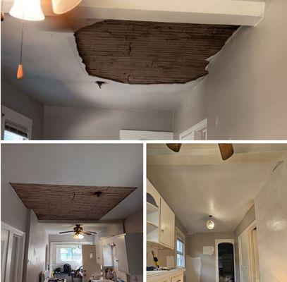 Old plaster had fallen, and installed new drywall.